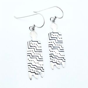 Phyllis Woods Sterling Silver Earrings - Modernist Tribal Figural Artisan Signed